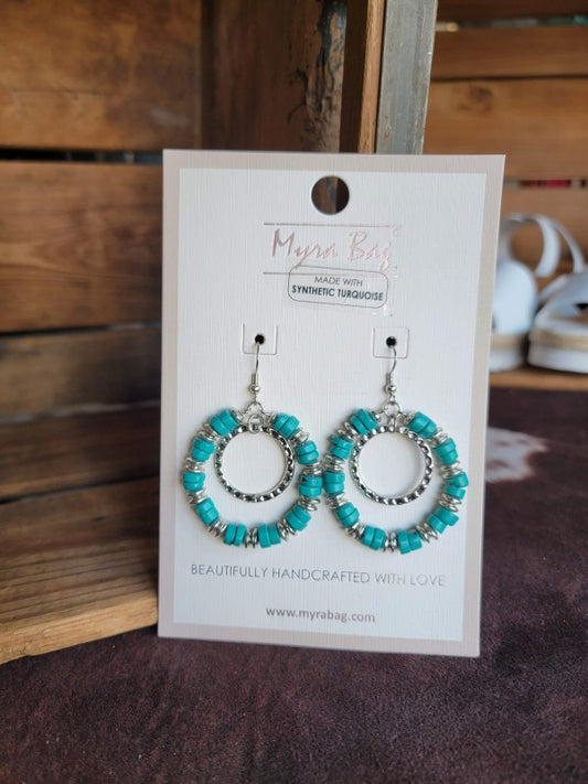 Beaded Turquoise Hoop Earrings